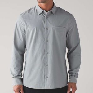 Lululemon Large Off The Chain Gray Button Up Long Sleeve Button Shirt